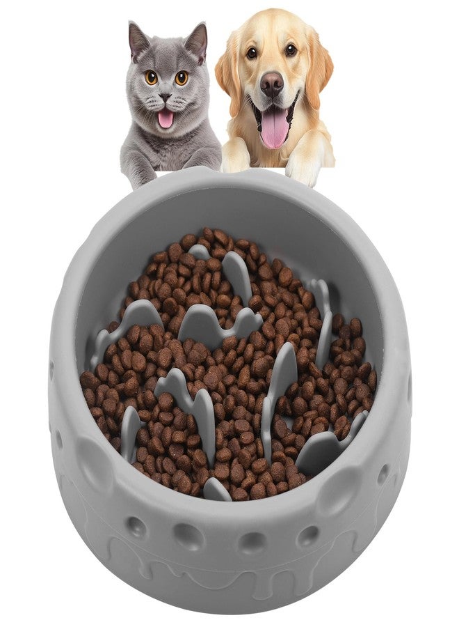 TranRantic Slow Feeder Dog Bowls, Silicone Large Dog Plates for Food with Non-Slip, Cats Eating Dogs Bowl with Spiral Maze Design, Dogs Food Slow Feeder Bowl Dishes for Indoor and Outdoor (Grey) - Image 1